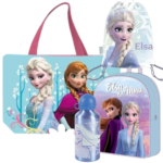 Lote Frozen Disney Bolsa de Playa, Mochila, Botella y Saco Mochila