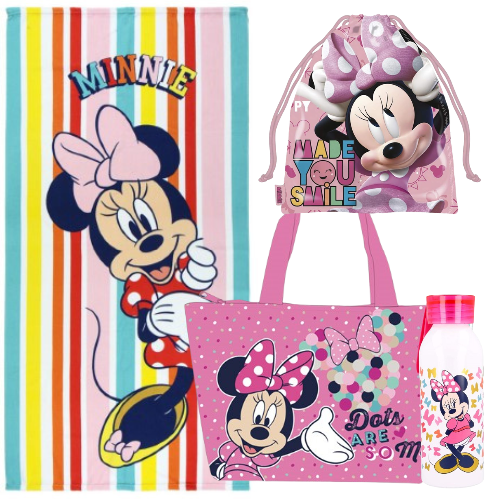 lotemnnuevo2minnie (1) Lote Minnie Toalla, Saquito, Bolsa de Playa y Toalla - Imagen 1