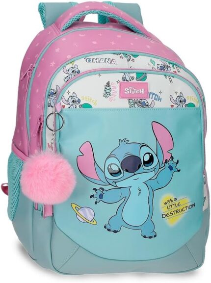 Mochila Stitch Adaptable Doble Compartimento Turquesa Verde 28x42x14 cm