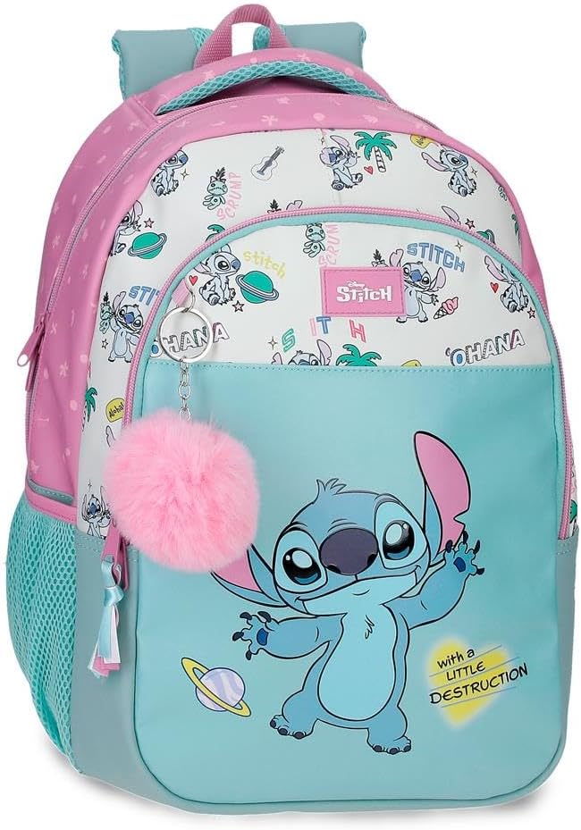 61tbNWFV6AL._AC_SL1000_ Mochila Stitch Adaptable Turquesa Verde 28x42x14cm. - Imagen 1