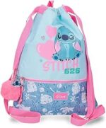 Mochila Saco con Cremallera Azul Joumma Disney Stitch Hearts 35x46x1 cms Poliéster