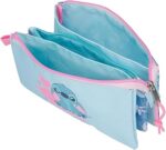 Estuche Triple Azul Joumma Disney Stitch Hearts 22x12x5 cms Poliéster - Imagen 2