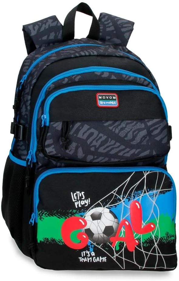 8447444015931.jpg Mochila Escolar Doble Compartimento Adaptable a Carro Negro Movom Offside 32x45x19 cm Poliéster 27,36L - Imagen 1