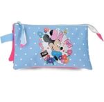Estuche Triple Azul Claro Joumma Disney Minnie Flowers 22x12x5 cm Poliéster