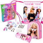 Lote Barbie, Mochila, Portatodo, Saco y Set Accesorios para el Pelo