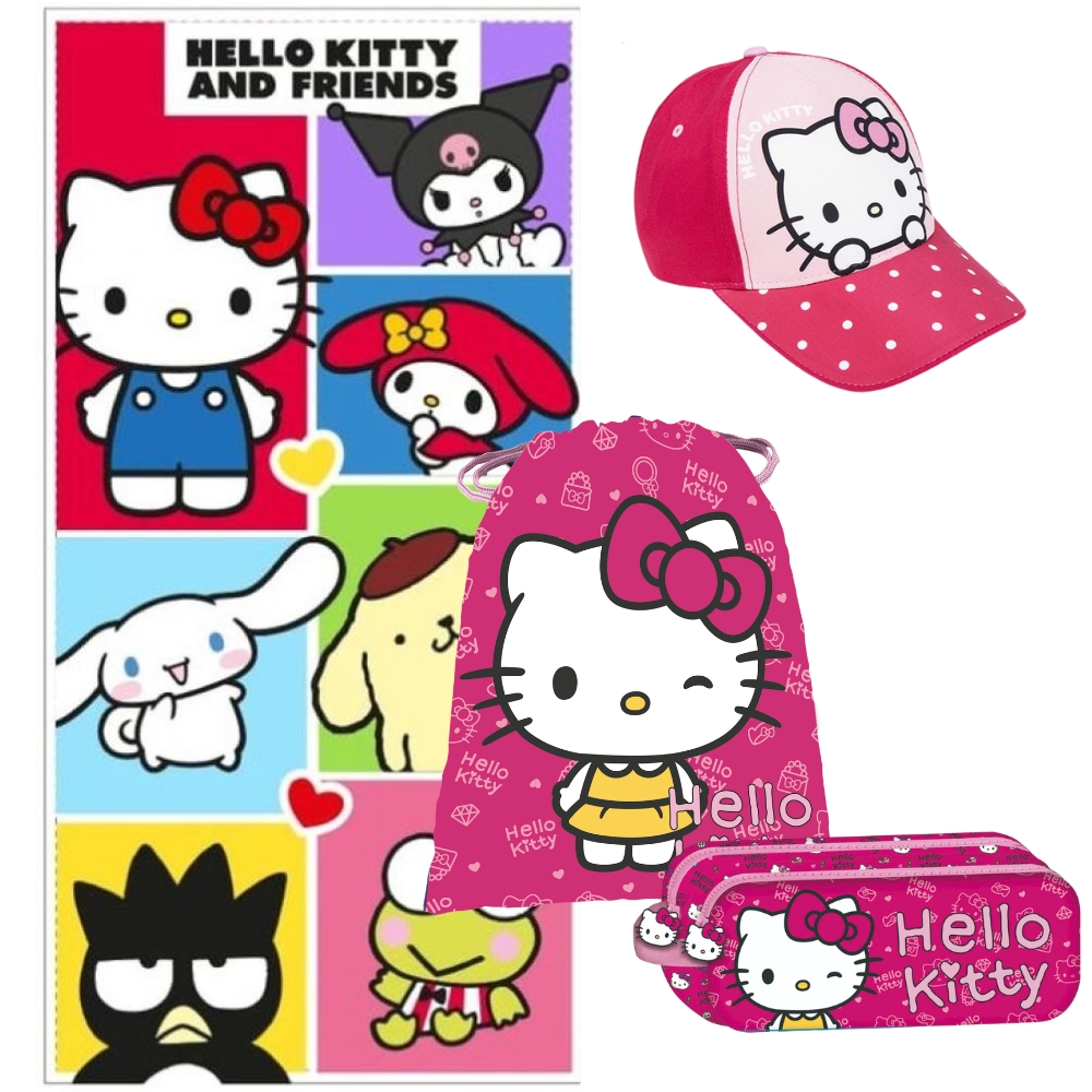 lote hello kitty Lote Hello Kitty, Toalla, Gorra, Portatodo y Saquito Mochila - Imagen 1