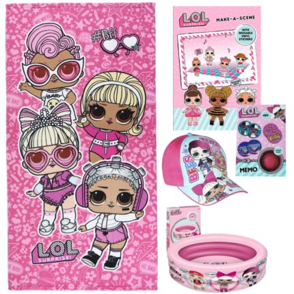 Lote LOL Surprise¡, Toalla, Piscina, Gorra, et pegatinas y Set Accesorios