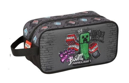 Zapatillero Mediano, Minecraft Graffiti -  Multiusos, Portatodo, Deporte, Extraescolares, Fútbol, Cómodo y Versátil, 29x14x15 cm