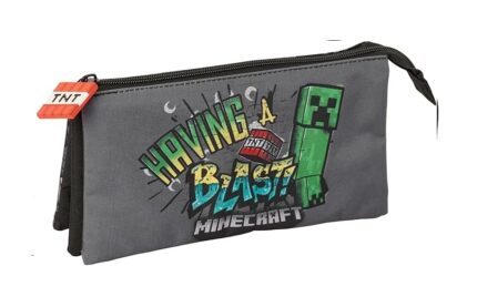 Portatodo Triple,  Minecraft Graffiti -Estuche Infantil, Estuche Niño, Ideal para Niños en Edad Escolar, Cómodo y Versátil, Calidad y Resistencia, 22x3x12 cm