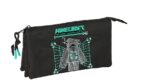 Portatodo Triple,MINECRAFT SCREEN -  Estuche Infantil, Estuche Niño, Ideal para Niños en Edad Escolar, Cómodo y Versátil, Calidad y Resistencia, 22x3x12 cm