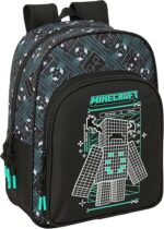 Mochila Escolar Infantil Animada,  MINECRAFT SCREEN – Mochila Niño, Mochila Infantil, Adaptable a Carro, Ideal para Niños en Edad Escolar, Cómoda y Versátil, Calidad y Resistencia, 26x11x34 cm