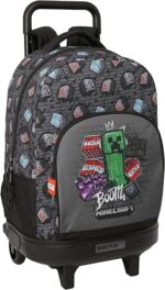 Mochila Grande con Ruedas, Compacta, MINECRAFT GRAFFITI – Extraíble, Ideal para Niños de Diferentes Edades, Cómoda y Versátil, Calidad y Resistencia, 33x22x45 cm