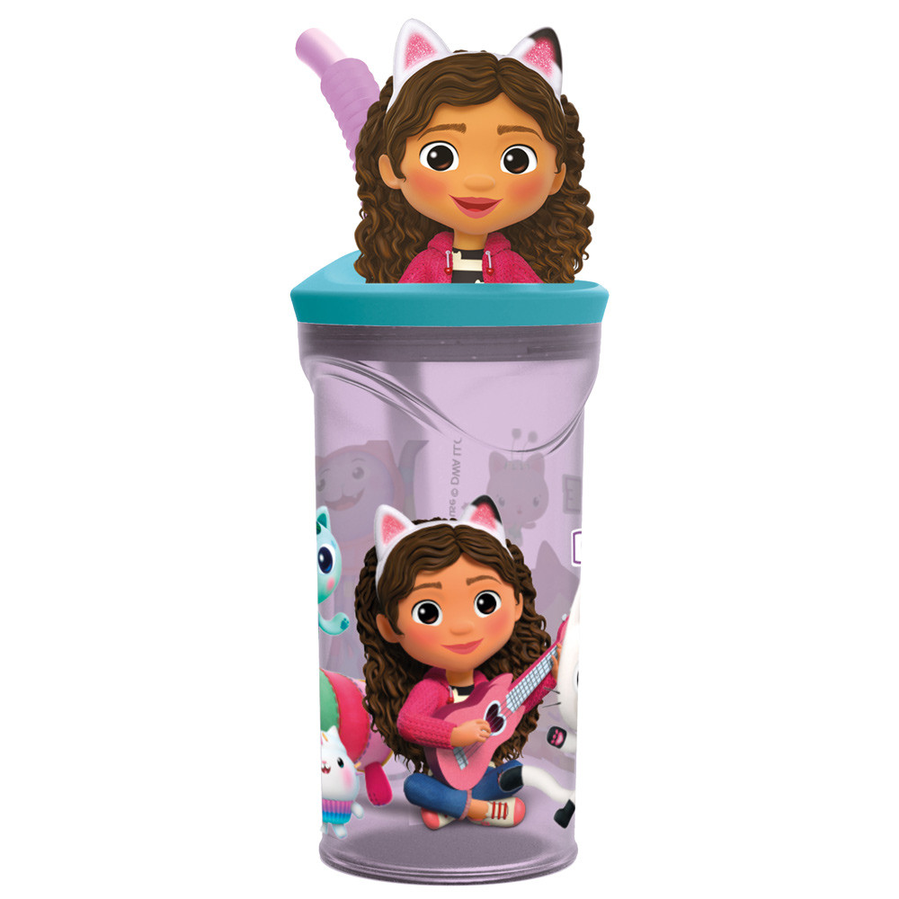 gabby-y-la-casa-mágica-botella-de-agua-3d-360-ml Vaso Figurita 3D 360ml Gabbys Dollhouse - Imagen 1