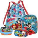 Lote Mickey Disney Mochila, Portatodo 3D, Bandolera y Cantimplora 500ml