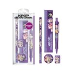 Set de Papelería,K-Pop Demon Hunters Estuche, Lápiz, Goma, Sacapuntas, Bolígrafo, Regla, Color Morado, Producto Oficial - Imagen 2