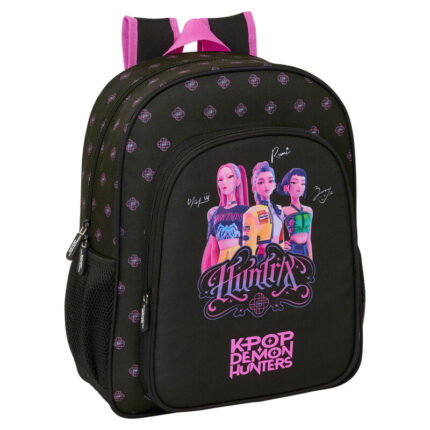 Mochila Adaptable Negra Kpop Demon Hunters 32x38x12cm.