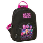 Mochila Negra Kpop Demon Hunters 25x30x13cm.