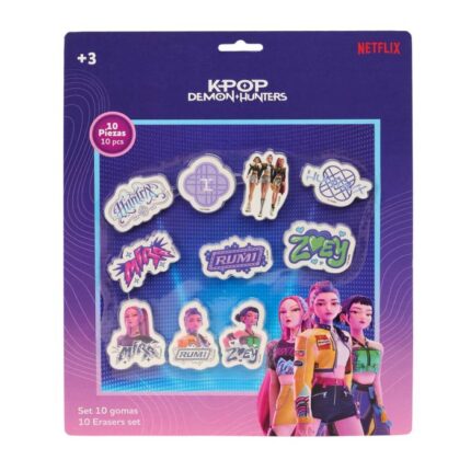 Set de 10 Gomas de Borrar K-POP Demon Hunters - STATIONERY 25x30 cm