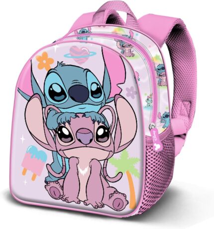 Mochila Couple Angel & Stitch Disney 27x40x11cm.