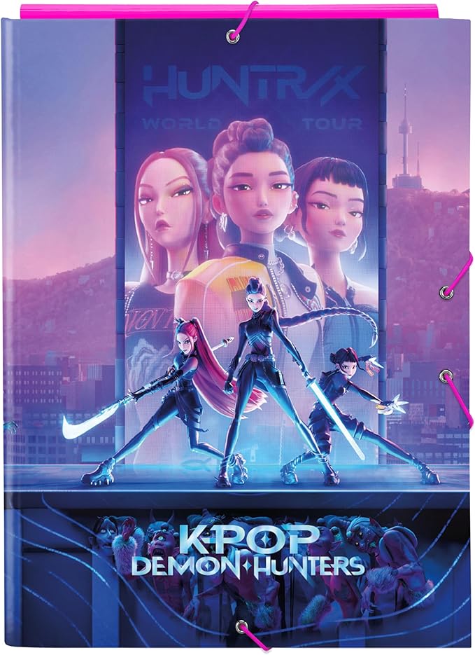 812cA0A40dL._AC_SX679_ Carpeta Folio con 3 Solapas K-POP Demon Hunters - STATIONERY 26x36.5 cm - Imagen 1