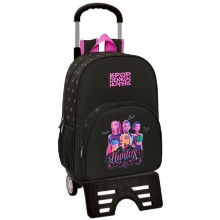 Mochila con Carro Negra Kpop Demon Hunters 33x42x14cm