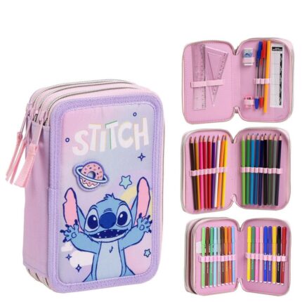 Plumier Stitch Disney Triple Tamaño: 12,5x19,5x4,5cm. Completo.