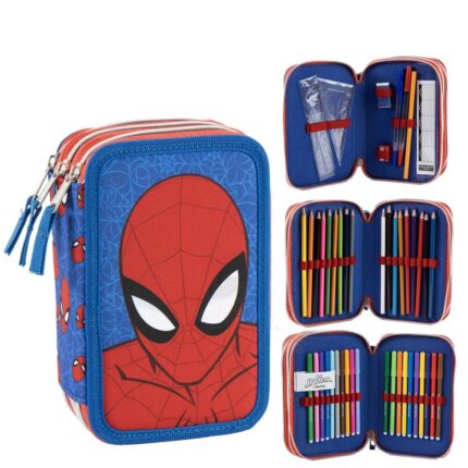 Plumier Spiderman Marvel Triple Tamaño: 12,5x19,5x6,5cm. Composicion: 90% polyester, 10% PVC.