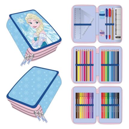 Plumier Elsa Frozen Disney Triple Tamaño: 12,5x19,5x6,5cm. Composicion: 90% polyester, 10% PVC.