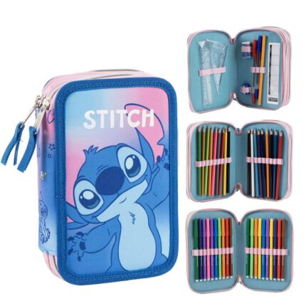 Plumier Stitch Disney Triple Tamaño: 12,5x19,5x6,5cm. Composicion: 90% polyester, 10% PVC.
