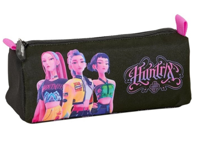 Portatodo con Cremallera y Compartimiento K-Pop Demon Hunters - Negra 21x7x8 cm